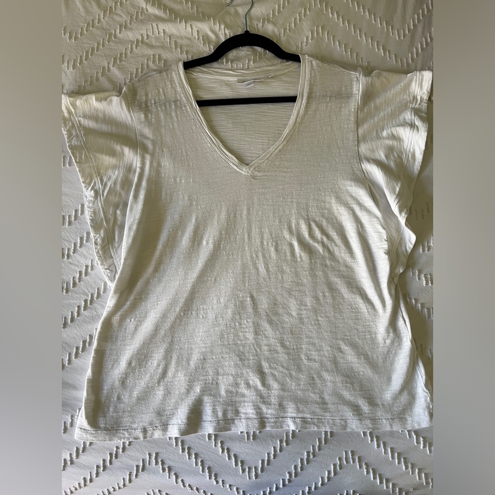 Chico’s Alabaster Flutter Cap Sleeve Shirt